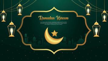 ramadan kareem hälsning kort design med islamic bakgrund vektor