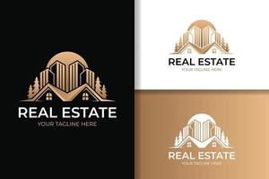 elegante gold-immobilien-logo-design-vorlage vektor