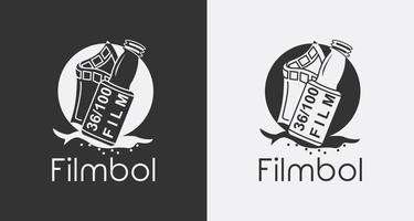 Logodesign mit Film- und Flaschenkonzept vektor