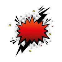 Explosion rote Farbe mit Thunderbolt Pop-Art-Stilikone vektor