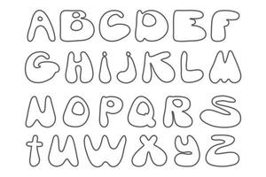 süßes handgezeichnetes alphabet in vektor gemacht. kindische Doodle-Alphabet-Buchstaben. verspielte fantastische Buchstaben Schriftart. lustiges abc-design für buchumschlag, poster, karte, druck auf babykleidung