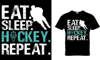 is hockey t-shirt design vektor grafisk. äta. sova. hockey. upprepa.