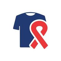 kleidungshilfe für patienten krebs, aids, hiv-silhouette-symbol. T-Shirt mit Piktogramm zur Unterstützung von Krebspatienten. Kleiderspenden-Symbol. isolierte vektorillustration. vektor