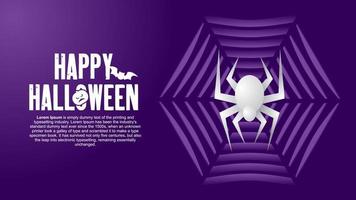 flaches Design des Spinnennetzes mit furchtsamem purpurrotem Hintergrund vektor