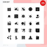 Stock Vector Icon Pack mit 25 Zeilen Zeichen und Symbolen für Webseiten-Browser Clean UI Safety editierbare Vektordesign-Elemente
