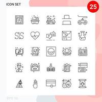 Vektorpaket mit 25 Symbolen im Linienstil. kreatives Gliederungspaket isoliert auf weißem Hintergrund für Web und Handy. vektor