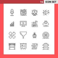 16 Icon-Pack-Linienstil-Umrisssymbole auf weißem Hintergrund. einfache Zeichen für die allgemeine Gestaltung. vektor