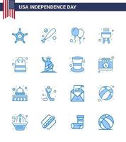 gruppe von 16 blues für den unabhängigkeitstag der vereinigten staaten von amerika wie shop money feiern bag bbq editierbare usa day vector design elemente