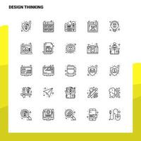 Satz von Design-Thinking-Line-Icon-Set 25 Icons. Vektor-Minimalismus-Stil-Design schwarze Symbole gesetzt. lineares Piktogrammpaket. vektor