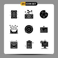 9 schwarze Icon-Pack-Glyphen-Symbole für ansprechende Designs auf weißem Hintergrund. 9 Symbole gesetzt. vektor