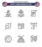 9 Zeilenzeichen für USA-Unabhängigkeitstag-Land Vereinigte Dateistaaten amerikanische editierbare USA-Tag-Vektor-Designelemente vektor