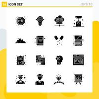 Sammlung von 16 universellen soliden Symbolen. Icon-Set für Web und Handy. vektor