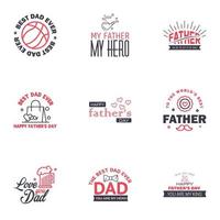 Lycklig fäder dag kalligrafi hälsning kort 9 svart och rosa typografi samling vektor illustration redigerbar vektor design element