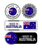 satz von in australien hergestellten etiketten, logo, australien-flagge, australien-produktemblem vektor
