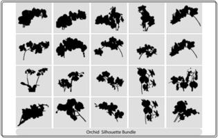 svart silhuett av orkide blommor. vektor illustration