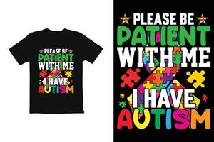 värld autism dag t skjorta design vektor. t skjorta grafik för råna skjorta etc vektor