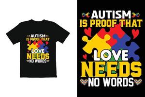 värld autism dag t skjorta design vektor. t skjorta grafik för råna skjorta etc vektor