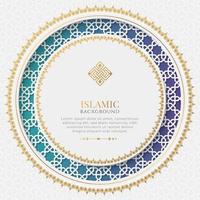 vit och blå lyx islamisk bakgrund med dekorativ prydnadsram vektor