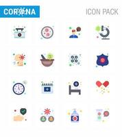 covid19 symbolsatz für infografik 16 flache farbpakete wie z. b. menschen gesundheitsberatung hustenmikroskop virales coronavirus 2019nov krankheitsvektor designelemente