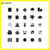 Stock Vector Icon Pack mit 25 Linienzeichen und Symbolen zum Ausrichten von bearbeitbaren Vektordesignelementen für Wetter, Wasser, Regen, Radiologie
