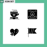 Stock Vector Icon Pack mit 4 Zeilenzeichen und Symbolen für die Teeherz-Irland-Kommunikation fügen Sie bearbeitbare Vektordesign-Elemente hinzu