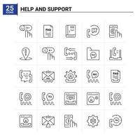 25 Hilfe- und Support-Icon-Set Vektorhintergrund vektor