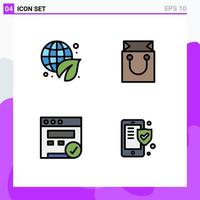 satz von 4 modernen ui symbolen symbole zeichen für tag der erde seo grün einzelhandel telefon editierbare vektordesignelemente vektor