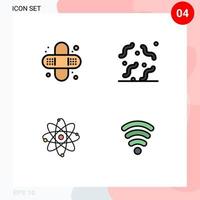 Gruppe von 4 gefüllten flachen Farben Zeichen und Symbolen für Bandage Power Halloween Wurm wifi editierbare Vektordesign-Elemente vektor