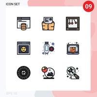 användare gränssnitt packa av 9 grundläggande fylld linje platt färger av förlängning hemsida mapp gränssnitt browser redigerbar vektor design element