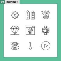 9 översikt begrepp för webbplatser mobil och appar uppkopplad browser bebis tilldela diamant redigerbar vektor design element