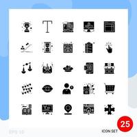 fast glyf packa av 25 universell symboler av webbplats design webb säkerhet internet redigerbar vektor design element