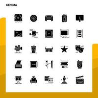 25 Cenima-Icon-Set solide Glyphen-Icon-Vektor-Illustrationsvorlage für Web- und mobile Ideen für Unternehmen vektor