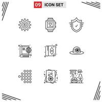 9 kreativ ikoner modern tecken och symboler av hiss dörr uppkopplad kolla upp internet bok redigerbar vektor design element
