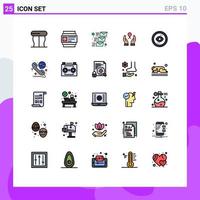 redigerbar vektor linje packa av 25 enkel fylld linje platt färger av ui öga utskick browser band redigerbar vektor design element