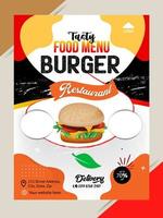 Restaurant köstliches Fast-Food-Flyer-Design. Das heutige chinesische Menü-Cover, Burger-Fast-Food-Broschüre, Vektorvorlage für warme Speisen, Restaurant-Burger-Menü-Buch-Flyer. vektor