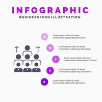 arbetskraft företag mänsklig ledarskap förvaltning organisation Resurser lagarbete fast ikon infographics 5 steg presentation bakgrund vektor