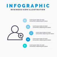 Folgen Sie dem neuen Benutzerzeilensymbol mit 5 Schritten Präsentation Infografiken Hintergrund vektor