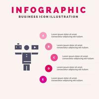 Balance Leben Spiel Arbeit solide Symbol Infografiken 5 Schritte Präsentationshintergrund vektor