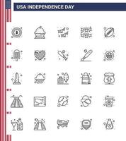 25 kreativ USA ikoner modern oberoende tecken och 4:e juli symboler av amerikan boll rugby tacksägelse boll fest redigerbar USA dag vektor design element