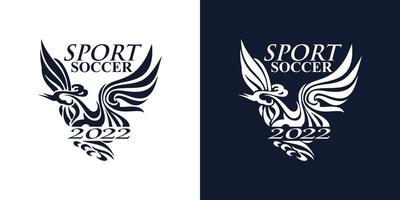 Sport Fußball elegantes Logo-Design. dunkler und weißer Hintergrund vektor