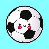 söt rolig fotboll boll. vektor hand dragen tecknad serie söt karaktär illustration ikon. isolerat på blå bakgrund. fotboll boll karaktär begrepp