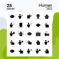 25 menschliche Icon-Set 100 bearbeitbare eps 10 Dateien Business-Logo-Konzept-Ideen solides Glyphen-Icon-Design vektor