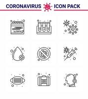 covid19 Corona-Virus-Kontaminationsprävention blaues Symbol 25 Pack wie Sicherheitsbakterien Coronavirus positiver Tropfen virales Coronavirus 2019nov-Krankheitsvektor-Designelemente vektor