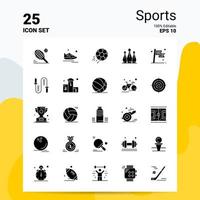 25 Sport-Icon-Set 100 bearbeitbare eps 10-Dateien Business-Logo-Konzept-Ideen solides Glyphen-Icon-Design vektor