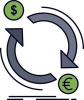 utbyta valuta finansiera pengar konvertera platt Färg ikon vektor