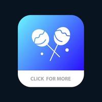 süßigkeiten süßwaren herz lutscher mobile app-schaltfläche android- und ios-glyphenversion vektor
