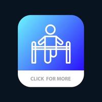 übung turnhalle gymnastik gesundheit mann mobile app-schaltfläche android- und ios-zeilenversion vektor
