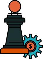 Schach Geschäftsstrategie Erfolg flache Farbe Symbol Vektor Symbol Banner Vorlage