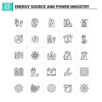 25 Energiequelle und Symbol für die Energiewirtschaft setzen Vektorhintergrund vektor