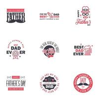 glücklicher vatertag 9 schwarz und rosa typografie set vektorembleme schriftzüge für grußkarten banner tshirt design du bist der beste papa editierbare vektordesignelemente vektor